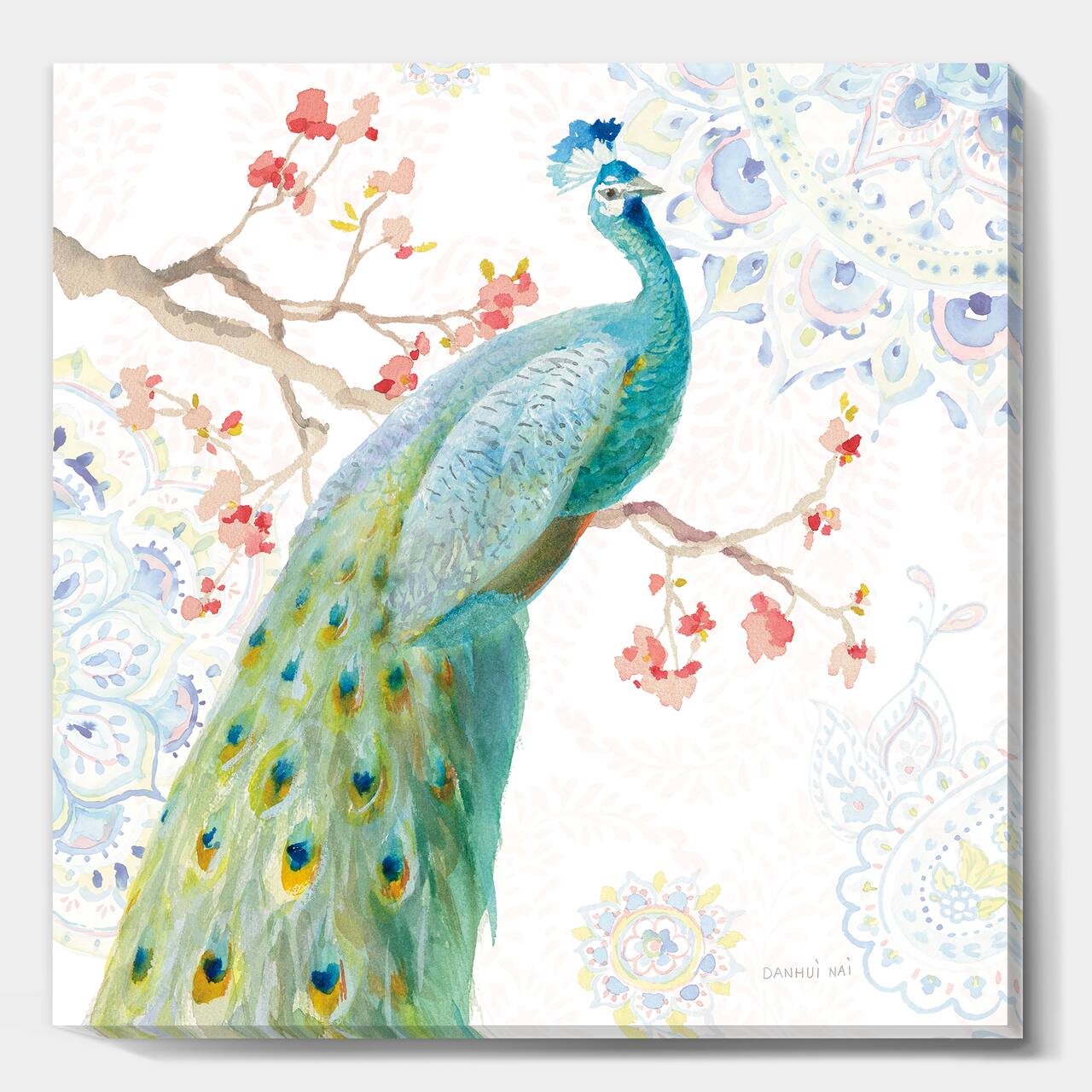 Designart - peacocks Watercolor I - Traditional Canvas Artwork